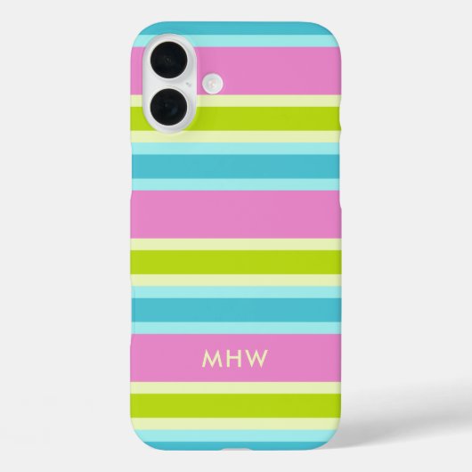 Pastel Stripes aangepaste monogram telefoongevalle Case-Mate iPhone Case (Achterkant)