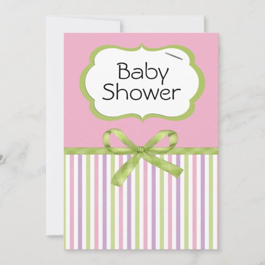 Pastel Stripes Baby Shower Invitations Kaart (Voorkant)