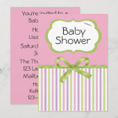 Pastel Stripes Baby Shower Invitations Kaart (Voorkant / Achterkant)