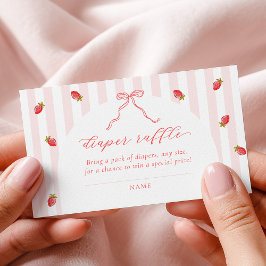 Pastel Stripes Berry Baby Shower Diaper Raffle Informatiekaartje