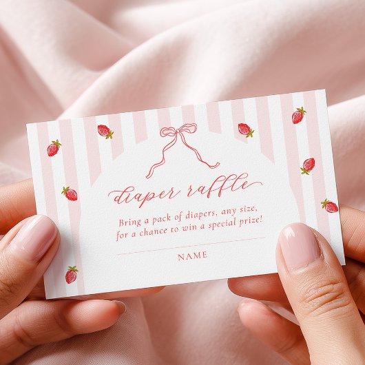 Pastel Stripes Berry Baby Shower Diaper Raffle Informatiekaartje