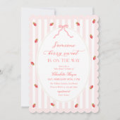 Pastel Stripes Berry Sweet Baby Shower Invitation Kaart (Voorkant)