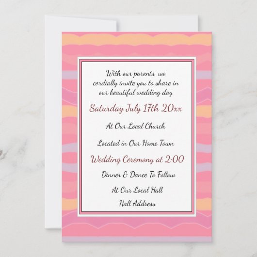 Pastel Stripes bruiloft uitnodiging (Voorkant)
