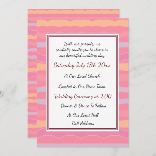 Pastel Stripes bruiloft uitnodiging (Voorkant / Achterkant)