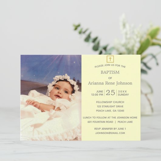 Pastel Stripes Cream Foto doop doop doop doop Kaart (Staand voorkant)