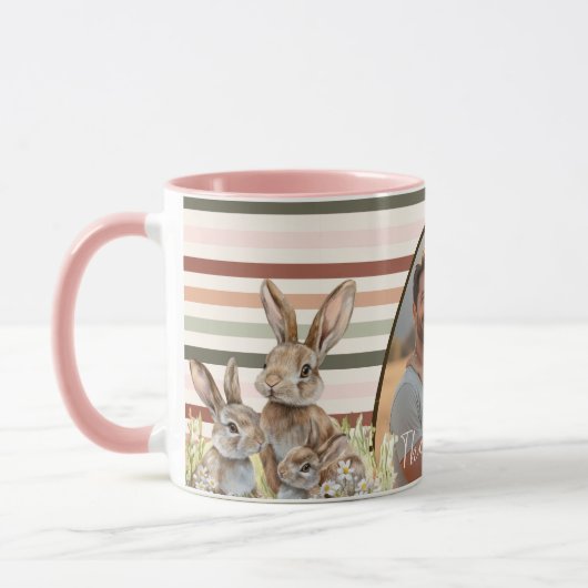 Pastel Stripes foto Pasen met Bunnies Mok (Links)