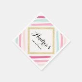 Pastel Stripes & Gold Glitter Kids Verjaardagsfees Servet (Hoek)