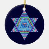 Pastel Stripes Hanukkah Star Ornament (Voorkant)