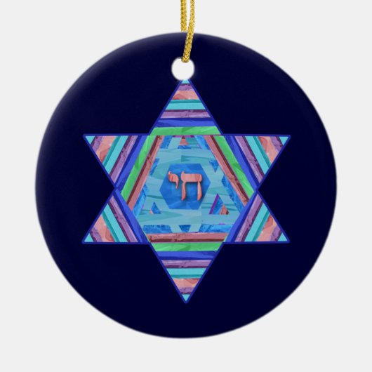 Pastel Stripes Hanukkah Star Ornament (Voorkant)