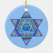 Pastel Stripes Hanukkah Star Ornament (Achterkant)