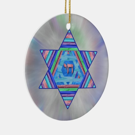 Pastel Stripes Hanukkah Star Ornament (Rechts)