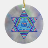 Pastel Stripes Hanukkah Star Ornament (Voorkant)