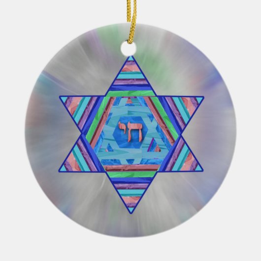 Pastel Stripes Hanukkah Star Ornament (Voorkant)