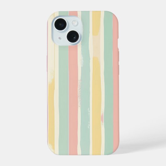 Pastel Stripes Harmony iPhone 15 Case (Achterkant)