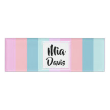 Pastel Stripes Name Tag