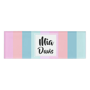 Pastel Stripes Name Tag