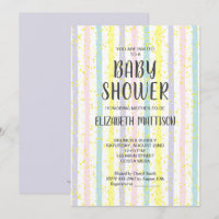 Pastel Stripes Neutraal Baby shower Uitnodiging