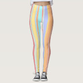 Pastel Stripes Paaslente  Zacht Leggings (Voorkant)