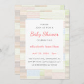 Pastel Stripes Patchwork Baby Shower Invitation Kaart (Voorkant / Achterkant)