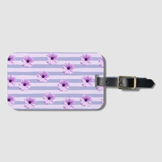 Pastel stripes pattern with Daisies Bagagelabel (Voorkant (horizontaal))