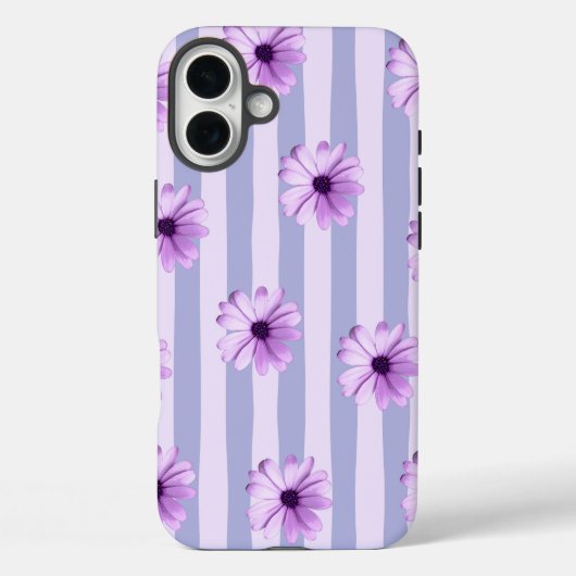 Pastel stripes pattern with Daisies Case-Mate iPhone Case (Achterkant)