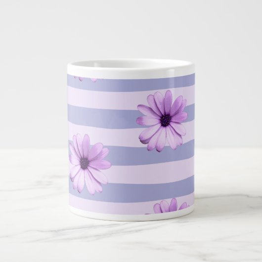 Pastel stripes pattern with Daisies Grote Koffiekop (Voorkant)