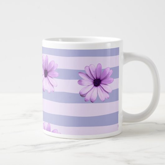 Pastel stripes pattern with Daisies Grote Koffiekop (Rechts)