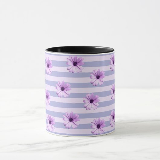 Pastel stripes pattern with Daisies Mok (Midden)