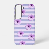 Pastel stripes pattern with Daisies Samsung Galaxy Hoesje (Achterkant)