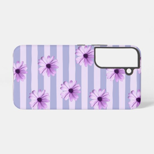 Pastel stripes pattern with Daisies Samsung Galaxy Hoesje (Achterkant horizontaal)