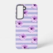 Pastel stripes pattern with Daisies Samsung Galaxy Hoesje (Achterkant)