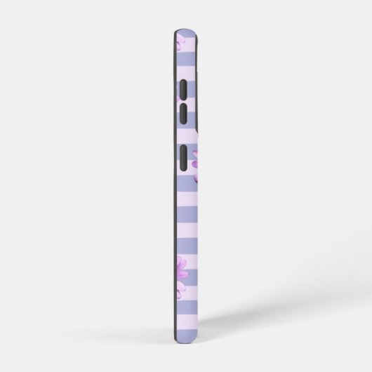 Pastel stripes pattern with Daisies Samsung Galaxy Hoesje (Rechterkant)