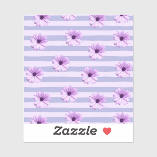 Pastel stripes pattern with Daisies Sticker (Vel)