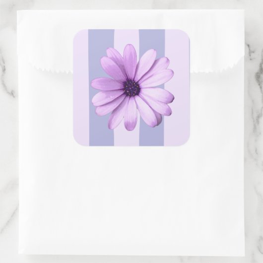 Pastel stripes pattern with Daisies Vierkante Sticker (Tas)