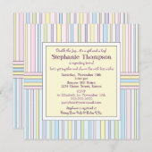 Pastel Stripes Twins Baby shower Invitation Kaart (Voorkant / Achterkant)