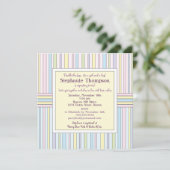 Pastel Stripes Twins Baby shower Invitation Kaart (Staand voorkant)