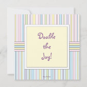 Pastel Stripes Twins Baby shower Invitation Kaart (Achterkant)
