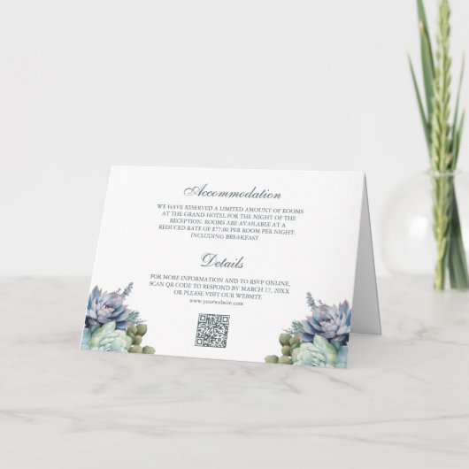 Pastel Succulent Ampersand QR Code Bruiloft (Achterkant)