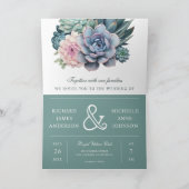 Pastel Succulent Ampersand QR Code Bruiloft (Binnen)