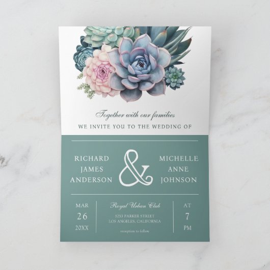 Pastel Succulent Ampersand QR Code Bruiloft (Binnen)