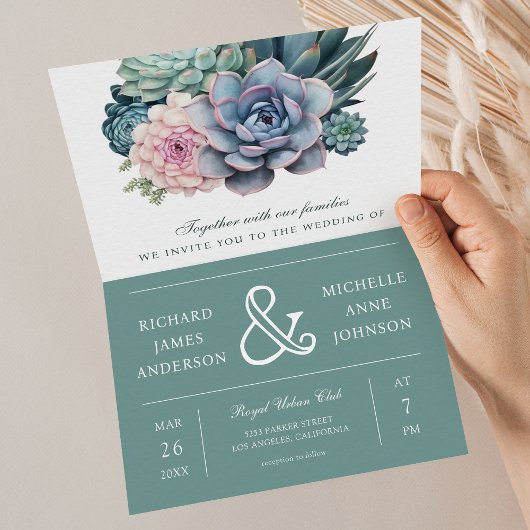 Pastel Succulent Ampersand QR Code Wedding