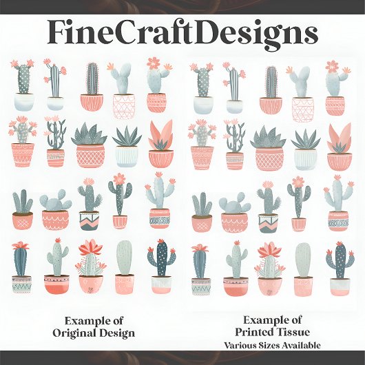 Pastel Succulent Cactus Collectie D1 Decoupage Tissuepapier