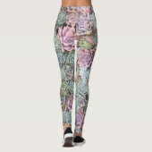 Pastel Succulent Echeveria Garden Leggings (Achterkant)