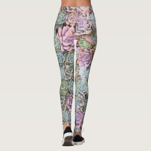 Pastel Succulent Echeveria Garden Leggings (Achterkant)