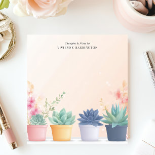 Pastel Succulents Cactus Planten gepersonaliseerde Notitieblok