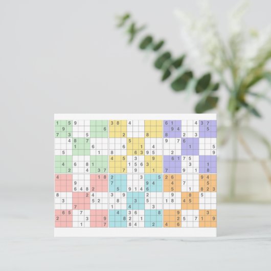 pastel sudoku briefkaart (Staand voorkant)
