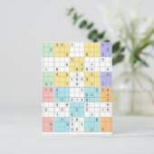 pastel sudoku briefkaart (Staand voorkant)