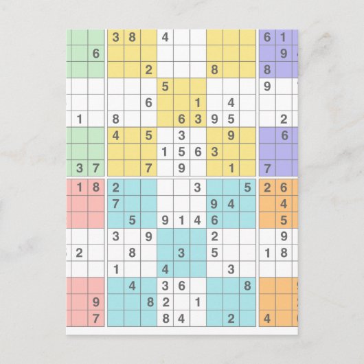 pastel sudoku briefkaart (Voorkant)