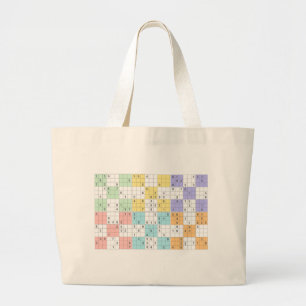 pastel sudoku grote tote bag