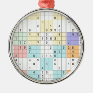 pastel sudoku metalen ornament